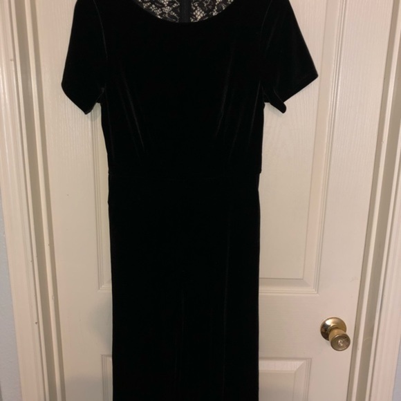 French Connection Aurore lace‎ back black velvet wide Culotte jumpsuit Size 4 - Picture 12 of 13